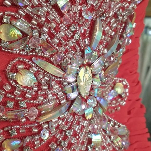 Epic Formals Front Slit That Rhinestoned Red Dress - Picture 3 of 9